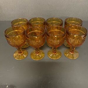 Amber Glass Goblets Set